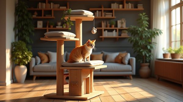 Un arbre à chat bois alliant design et naturel pour votre félin